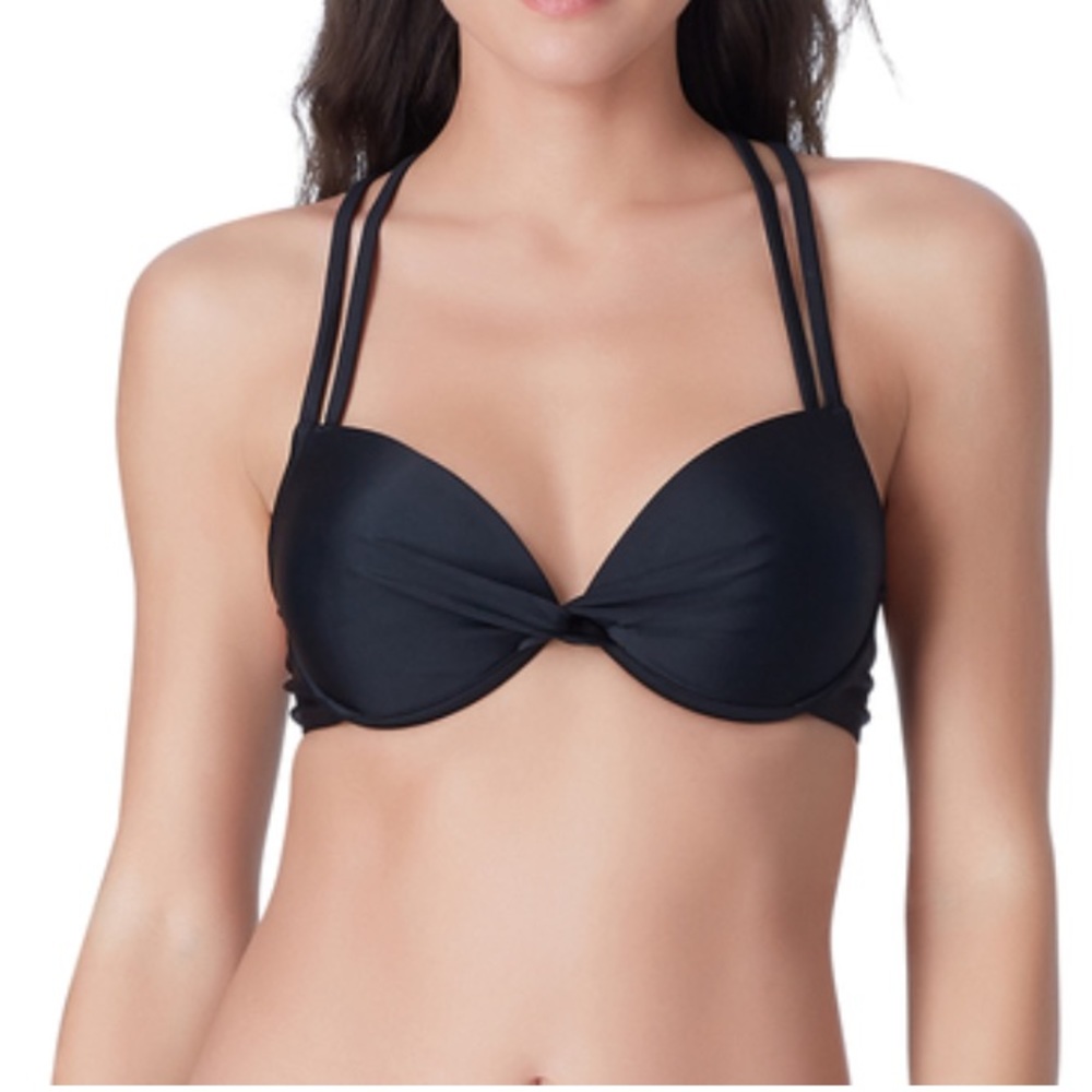 NWT California Sunshine Push Up Black Swim Top